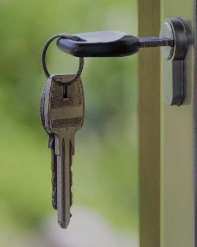 key in door of new home